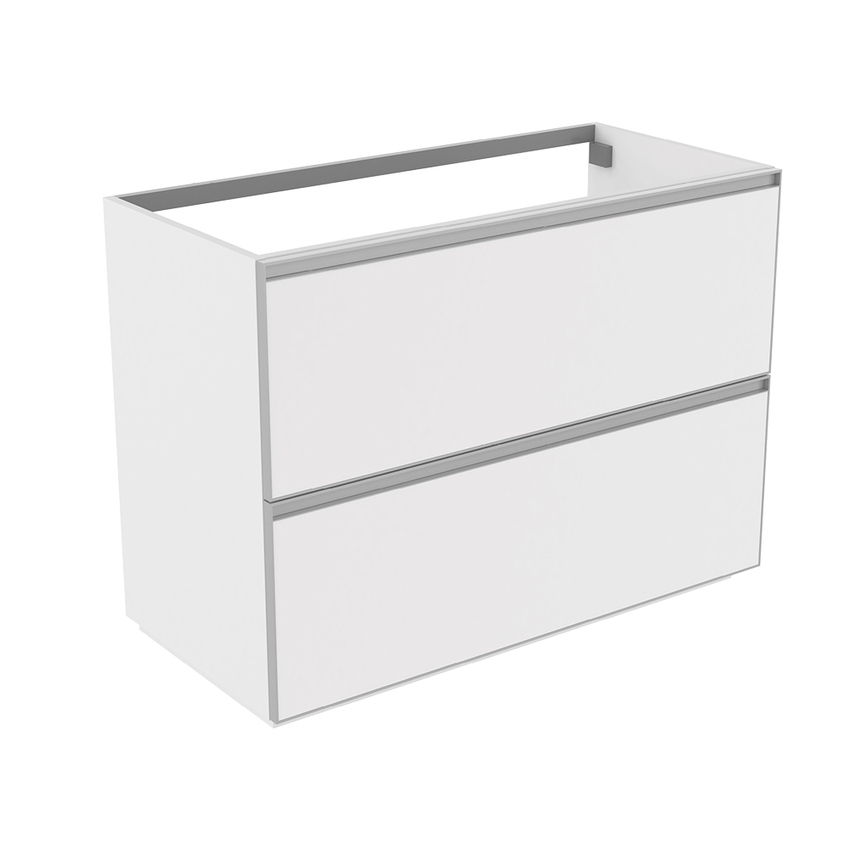 Immagine di Flaminia CUBIKA base portalabo L.105 cm a terra, con 2 cassetti, per lavabo top, colore bianco finitura opaco CKD754LBK