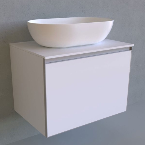 Immagine di Flaminia CUBIKA base portalabo L.70 P.50 cm sospesa, con 1 cassetto, senza top, colore bianco finitura opaco CKD876LBK