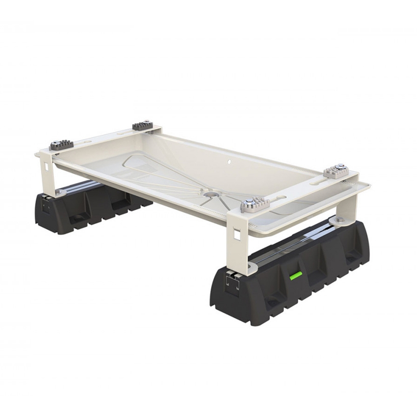 Immagine di Tecnosystemi INFINITY supporto a pavimento L.125 P.60 cm, con bacinella blue river ivory e basi extreme 100-8 SCD500256