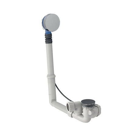 Immagine di Geberit sifone per vasca da bagno con azionamento a rotazione, d52, lunghezza 28 cm, con accessori di completamento, principio controflusso finitura cromato lucido 150.603.21.6