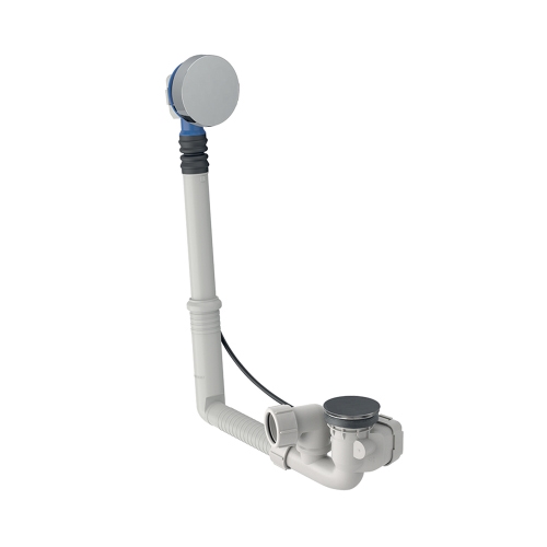 Immagine di Geberit sifone per vasca da bagno con azionamento a rotazione, d52, lunghezza 28 cm, con accessori di completamento, principio controflusso finitura cromato lucido 150.603.21.6