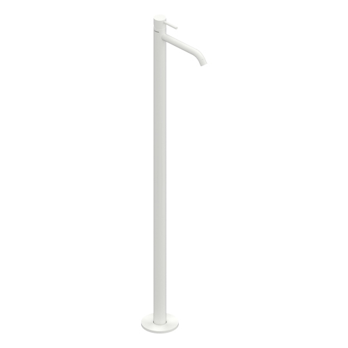 Immagine di Flaminia LOOK miscelatore monocomando free standing H.111 cm, per lavabo, senza scarico, corpo incasso incluso, colore bianco latte finitura opaco LQ3052LAT