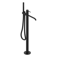 Immagine di Flaminia LOOK miscelatore monocomando free standing per vasca, con deviatore, supporto e doccetta e flessibile, corpo incasso incluso, colore carbone finitura opaco LQ2580CAR