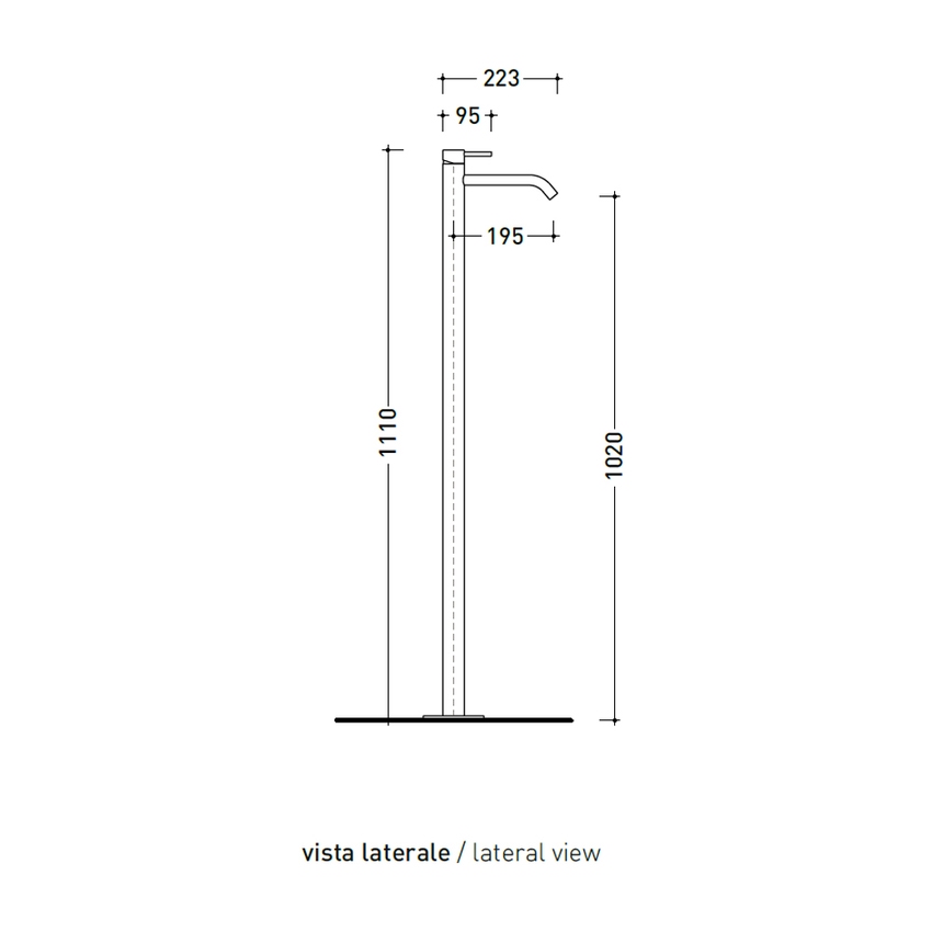 Immagine di Flaminia LOOK miscelatore monocomando free standing H.111 cm, per lavabo, senza scarico, corpo incasso incluso, colore bianco latte finitura opaco LQ3052LAT