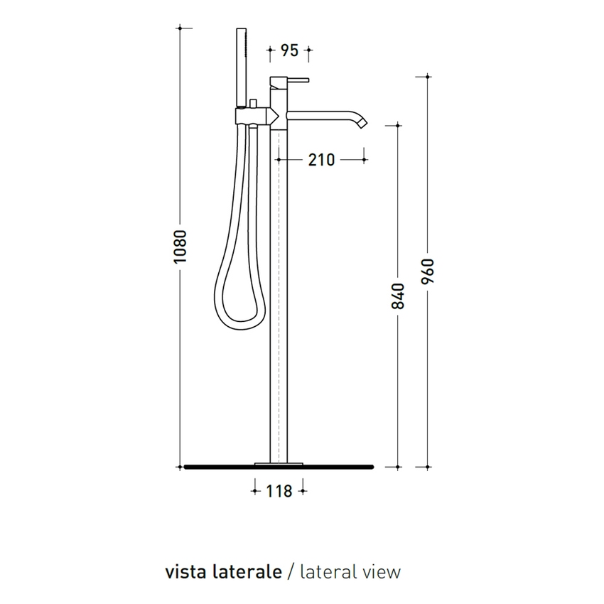 Immagine di Flaminia LOOK miscelatore monocomando free standing per vasca, con deviatore, supporto e doccetta e flessibile, corpo incasso incluso, colore bianco latte finitura opaco LQ2580LAT