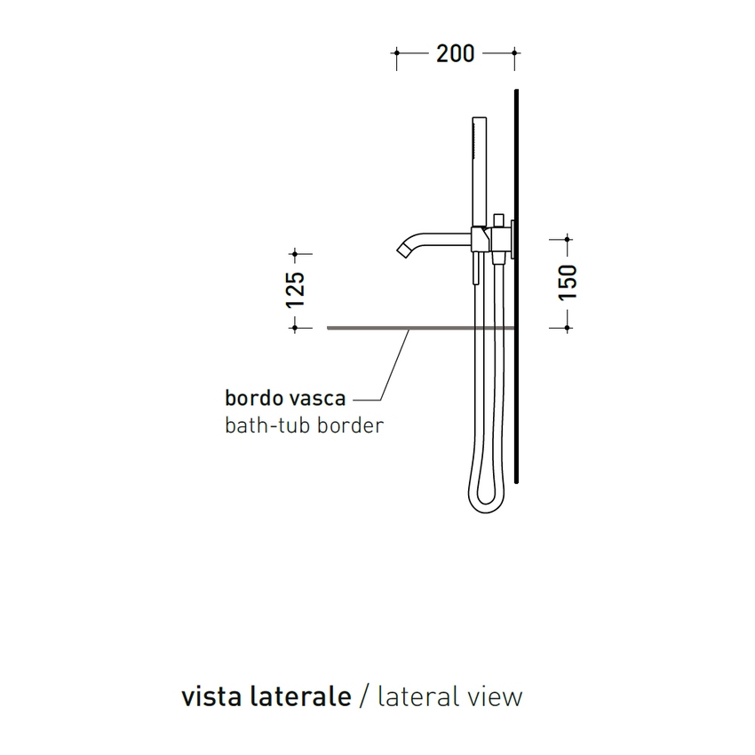 Immagine di Flaminia LOOK set vasca con miscelatore monocomando ad incasso, supporto e doccetta, deviatore, flessibile e bocca di erogazione, corpo incasso incluso, colore carbone finitura opaco LQ2570CAR