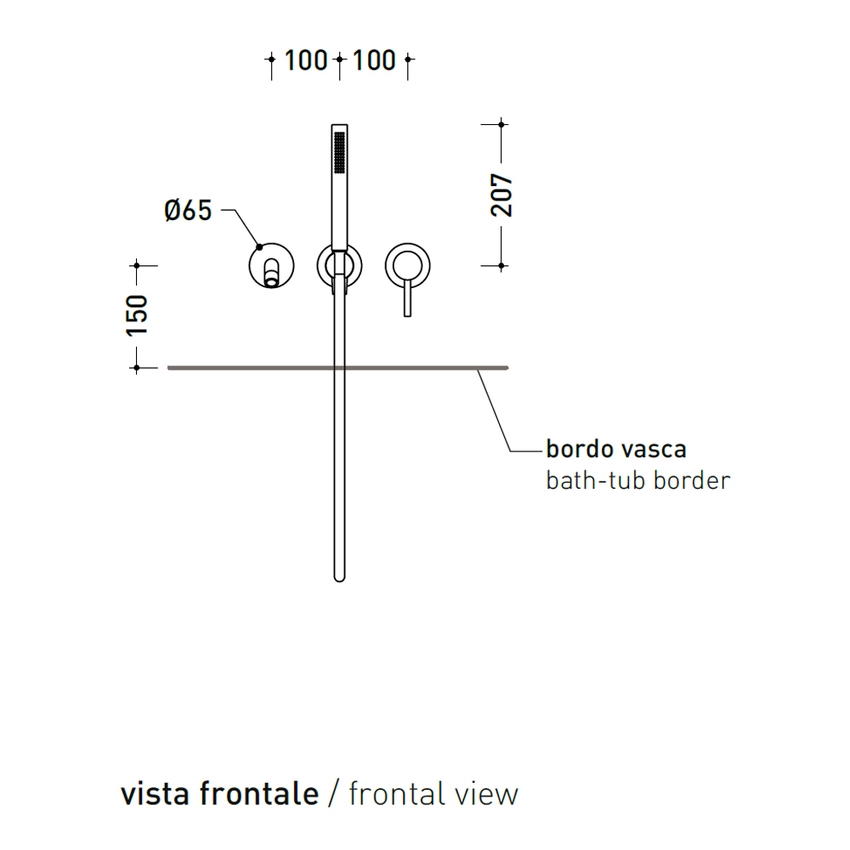 Immagine di Flaminia LOOK set vasca con miscelatore monocomando ad incasso, supporto e doccetta, deviatore, flessibile e bocca di erogazione, corpo incasso incluso, colore carbone finitura opaco LQ2570CAR