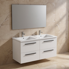 Immagine di Ideal Standard I.LIFE B set L.120 cm con mobile sottolavabo, colore bianco finitura opaco, lavabo colore bianco finitura lucido, specchio rettangolare T5278DU+T460201
