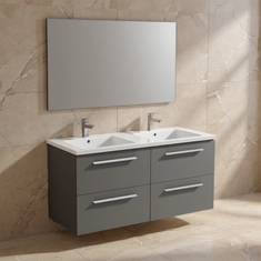 Immagine di Ideal Standard I.LIFE B set L.120 cm con mobile sottolavabo, colore grigio quarzo finitura opaco, lavabo colore bianco finitura lucido, specchio rettangolare T5278NG+T460201
