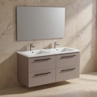 Immagine di Ideal Standard I.LIFE B set L.120 cm con mobile sottolavabo, colore greige finitura opaco, lavabo colore bianco finitura lucido, specchio rettangolare T5278NH+T460201