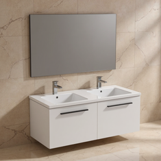 Immagine di Ideal Standard I.LIFE B set L.120 cm con mobile sottolavabo, colore bianco finitura opaco, lavabo, colore bianco finitura lucido, specchio rettangolare T5277DU+T460201