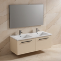 Immagine di Ideal Standard I.LIFE B set L.120 cm con mobile sottolavabo, colore sabbia finitura opaco, lavabo, colore bianco finitura lucido, specchio rettangolare T5277NF+T460201