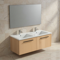 Immagine di Ideal Standard I.LIFE B set L.120 cm con mobile sottolavabo, finitura quercia chiara, lavabo, colore bianco finitura lucido, specchio rettangolare T5277NX+T460201