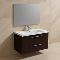 Immagine di Ideal Standard I.LIFE B set L.100 cm con mobile sottolavabo, finitura quercia scura, lavabo, colore bianco finitura lucido, specchio rettangolare T5276NW+T460301