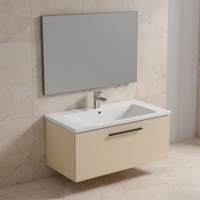 Immagine di Ideal Standard I.LIFE B set L.100 cm con mobile sottolavabo, colore sabbia finitura opaco, lavabo, colore bianco finitura lucido, specchio rettangolare T5275NF+T460301