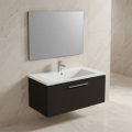 Immagine di Ideal Standard I.LIFE B set L.100 cm con mobile sottolavabo, colore grigio carbonio finitura opaco, lavabo, colore bianco finitura lucido, specchio rettangolare T5275NV+T460301