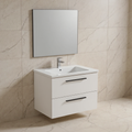 Immagine di Ideal Standard I.LIFE B set L.80 cm con mobile sottolavabo, colore bianco finitura opaco, lavabo, colore bianco finitura lucido, specchio rettangolare T5272DU+T460401