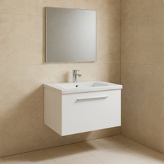 Immagine di Ideal Standard I.LIFE B set L.80 cm con mobile sottolavabo, colore bianco finitura opaco, lavabo, colore bianco finitura lucido, specchio rettangolare T5271DU+T460401