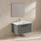 Immagine di Ideal Standard I.LIFE B set L.80 cm con mobile sottolavabo, colore grigio quarzo finitura opaco, lavabo, colore bianco finitura lucido, specchio rettangolare T5271NG+T460401