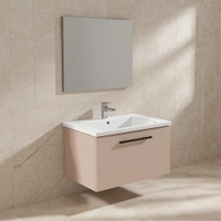 Immagine di Ideal Standard I.LIFE B set L.80 cm con mobile sottolavabo, colore sabbia finitura opaco, lavabo, colore bianco finitura lucido, specchio rettangolare T5271NF+T460401