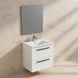 Immagine di Ideal Standard I.LIFE B set L.60 cm con mobile sottolavabo, colore bianco finitura opaco, lavabo, colore bianco finitura lucido, specchio rettangolare T5270DU+T460501