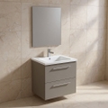 Immagine di Ideal Standard I.LIFE B set L.60 cm con mobile sottolavabo, colore grigio quarzo finitura opaco, lavabo, colore bianco finitura lucido, specchio rettangolare T5270NG+T460501