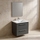 Ideal Standard I.LIFE B set L.60 cm con mobile sottolavabo, colore grigio carbonio finitura opaco, lavabo, colore bianco finitura lucido, specchio rettangolare T5270NV+T460501