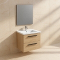 Immagine di Ideal Standard I.LIFE B set L.60 cm con mobile sottolavabo, finitura quercia chiara, lavabo, colore bianco finitura lucido, specchio rettangolare T5270NX+T460501