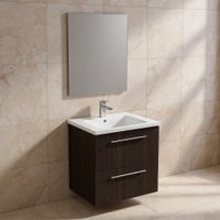 Immagine di Ideal Standard I.LIFE B set L.60 cm con mobile sottolavabo, finitura quercia scura, lavabo, colore bianco finitura lucido, specchio rettangolare T5270NW+T460501