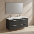 Immagine di Ideal Standard I.LIFE B set L.120 cm con mobile sottolavabo, colore grigio carbonio finitura opaco, lavabo colore bianco finitura lucido, specchio rettangolare T5278NV+T460201