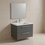 Immagine di Ideal Standard I.LIFE B set L.80 cm con mobile sottolavabo, colore grigio quarzo finitura opaco, lavabo, colore bianco finitura lucido, specchio rettangolare T5272NG+T460401