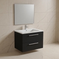 Immagine di Ideal Standard I.LIFE B set L.80 cm con mobile sottolavabo, colore grigio carbonio finitura opaco, lavabo, colore bianco finitura lucido, specchio rettangolare T5272NV+T460401