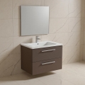 Immagine di Ideal Standard I.LIFE B set L.80 cm con mobile sottolavabo, colore greige finitura opaco, lavabo, colore bianco finitura lucido, specchio rettangolare T5272NH+T460401