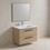 Immagine di Ideal Standard I.LIFE B set L.80 cm con mobile sottolavabo, finitura quercia chiara, lavabo, colore bianco finitura lucido, specchio rettangolare T5272NX+T460401