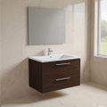 Immagine di Ideal Standard I.LIFE B set L.100 cm con mobile sottolavabo, finitura quercia scura, lavabo, colore bianco finitura lucido, specchio rettangolare T5276NW+T460301