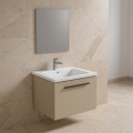 Immagine di Ideal Standard I.LIFE B set L.60 cm con mobile sottolavabo, colore sabbia finitura opaco, lavabo, colore bianco finitura lucido, specchio rettangolare T5269NF+T460501