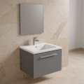 Immagine di Ideal Standard I.LIFE B set L.60 cm con mobile sottolavabo, colore grigio quarzo finitura opaco, lavabo, colore bianco finitura lucido, specchio rettangolare T5269NG+T460501