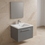 Immagine di Ideal Standard I.LIFE B set L.60 cm con mobile sottolavabo, colore grigio quarzo finitura opaco, lavabo, colore bianco finitura lucido, specchio rettangolare T5269NG+T460501