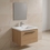 Immagine di Ideal Standard I.LIFE B set L.60 cm con mobile sottolavabo, finitura quercia chiara, lavabo, colore bianco finitura lucido, specchio rettangolare T5269NX+T460501