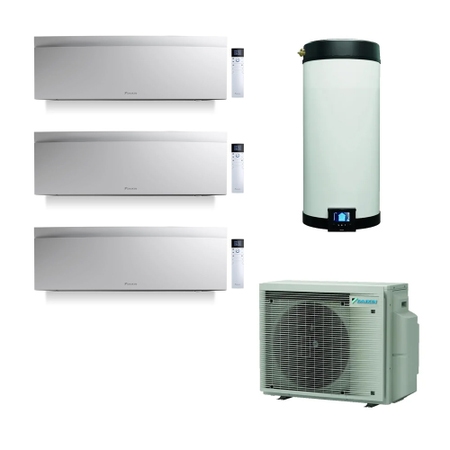 Immagine di Daikin MULTI+ sistema per raffrescamento, riscaldamento e acqua calda sanitaria con serbatoio da 90 L | unità esterna 5.2 kW | unità interne 7000+9000+12000 4MWXM52A+EKHWET90BV3+FTXJ[20|25|35]AW9