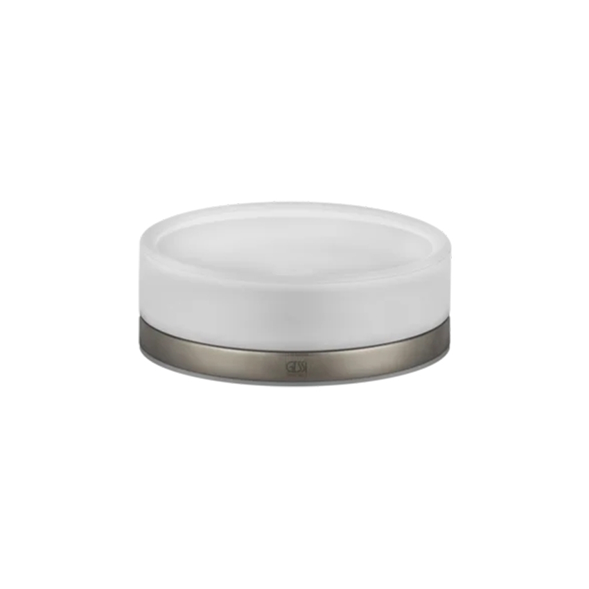 Immagine di Gessi EMPORIO ACCESSORI porta sapone d'appoggio in vetro satinato, finitura finox brushed nickel 38827#149