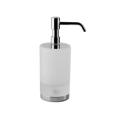 Immagine di Gessi EMPORIO ACCESSORI porta dispenser d'appoggio, con bicchiere in vetro satinato, finitura cromo 38839#031