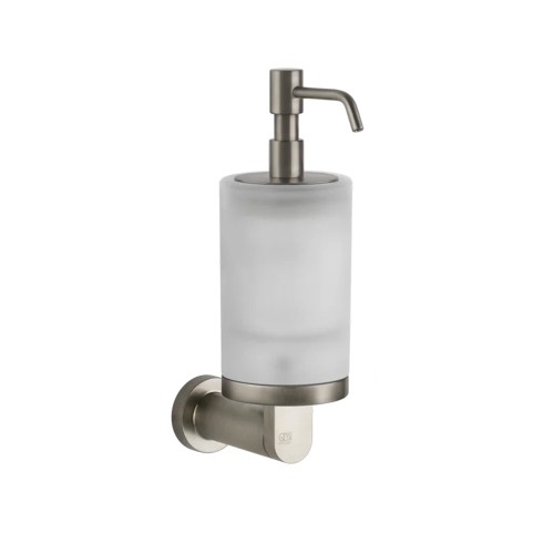 Immagine di Gessi EMPORIO ACCESSORI porta dispenser a parete, con bicchiere in vetro satinato, finitura finox brushed nickel 38815#149