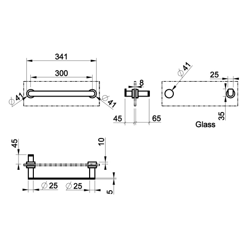 Immagine di Gessi EMPORIO ACCESSORI maniglia e portasalvietta L.30 cm per vetro, finitura cromo 38911#031