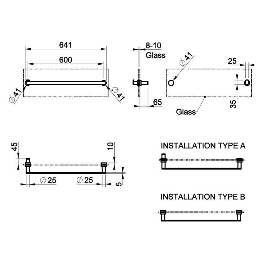 Immagine di Gessi EMPORIO ACCESSORI maniglia e portasalvietta L.60 cm per vetro, finitura cromo 38913#031