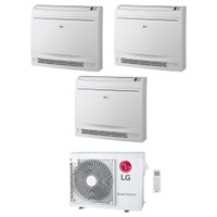 Immagine di LG CONSOLE R32 Climatizzatore console da pavimento trial split inverter bianco | unità esterna 7 kW unità interne 9000+9000+12000 BTU MU4R25.U22+UQ[09|09|12]F.NA0