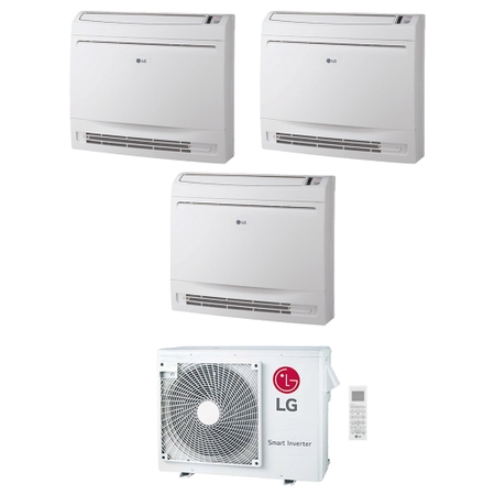 Immagine di LG CONSOLE R32 Climatizzatore console da pavimento trial split inverter bianco | unità esterna 7 kW unità interne 9000+9000+9000 BTU MU4R25.U22+UQ[09|09|09]F.NA0