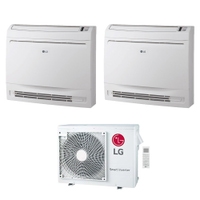 Immagine di LG CONSOLE R32 Climatizzatore console da pavimento dual split inverter bianco | unità esterna 7 kW unità interne 9000+12000 BTU MU4R25.U22+UQ[09|12]F.NA0
