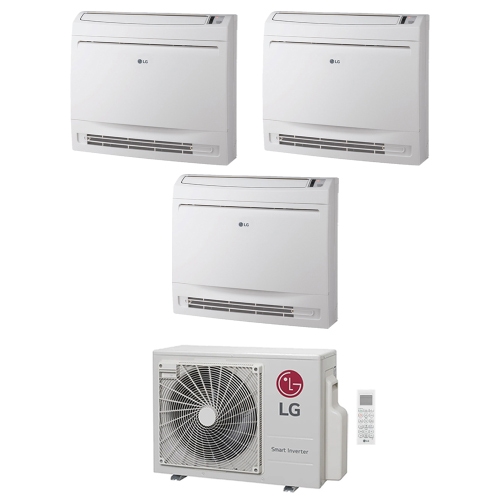 Immagine di LG CONSOLE R32 Climatizzatore console da pavimento trial split inverter bianco | unità esterna 5.3 kW unità interne 9000+9000+9000 BTU MU3R19.U23+UQ[09|09|09]F.NA0