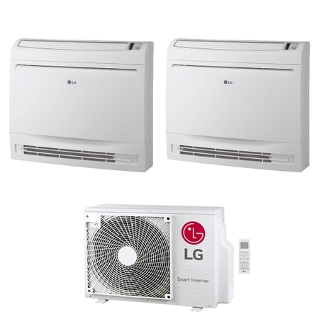 Immagine di LG CONSOLE R32 Climatizzatore console da pavimento dual split inverter bianco | unità esterna 4.7 kW unità interne 9000+9000 BTU MU2R17.U13+UQ[09|09]F.NA0